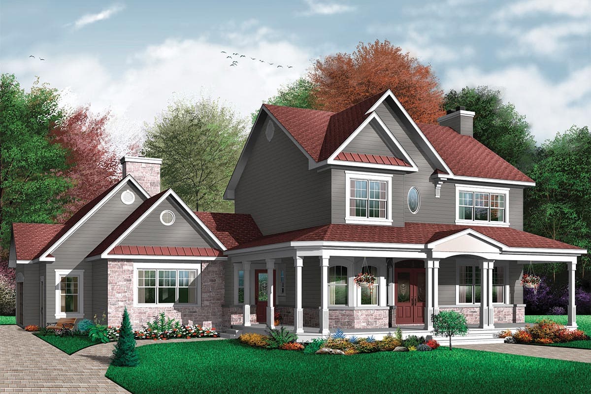 Plan 21122DR: Cascading Gables, Wrap-Around Porch - Image #5 - Country