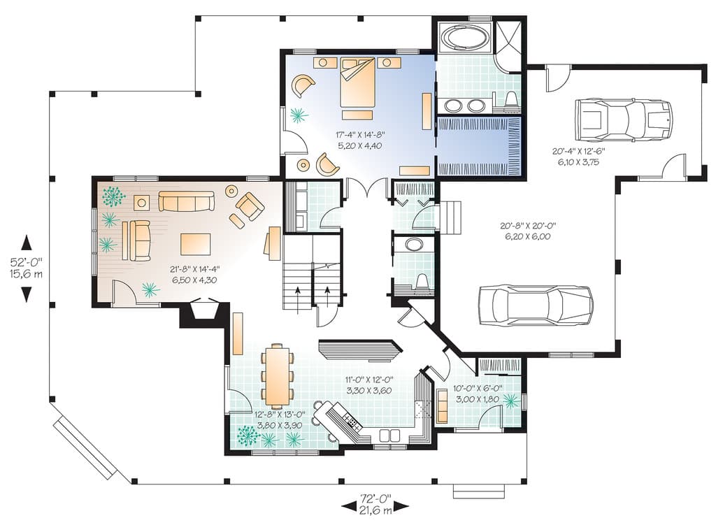 Plan 21123DR: Two Family Rooms - Floor Plan - Main Level - Country, Farmhouse, Traditional