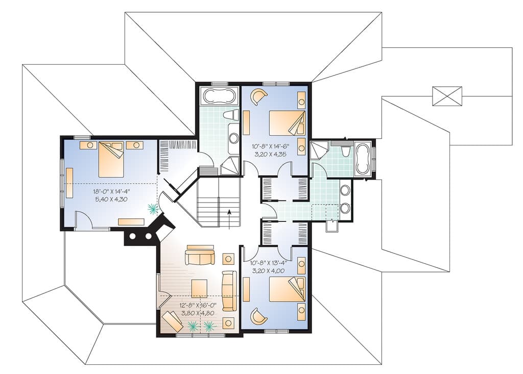 Plan 21123DR: Two Family Rooms - Floor Plan - 2nd Floor - Country, Farmhouse, Traditional