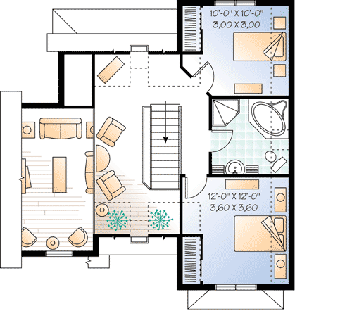 Plan 21127DR: Adorable Vacation Cottage - Floor Plan - 2nd Floor - Cottage, Vacation