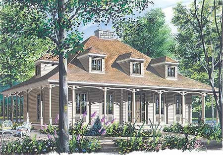 Plan 21138DR: Four-Sided Wraparound Porch - Image #5 - Country, Vacation