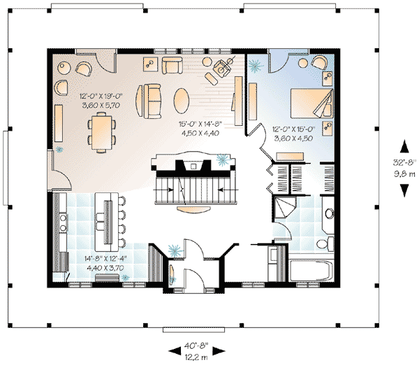 Plan 21138DR: Four-Sided Wraparound Porch - Floor Plan - Main Level - Country, Vacation