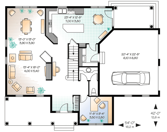 Plan 21157DR: A Stylish Home Office - Floor Plan - Main Level - Cottage, Country