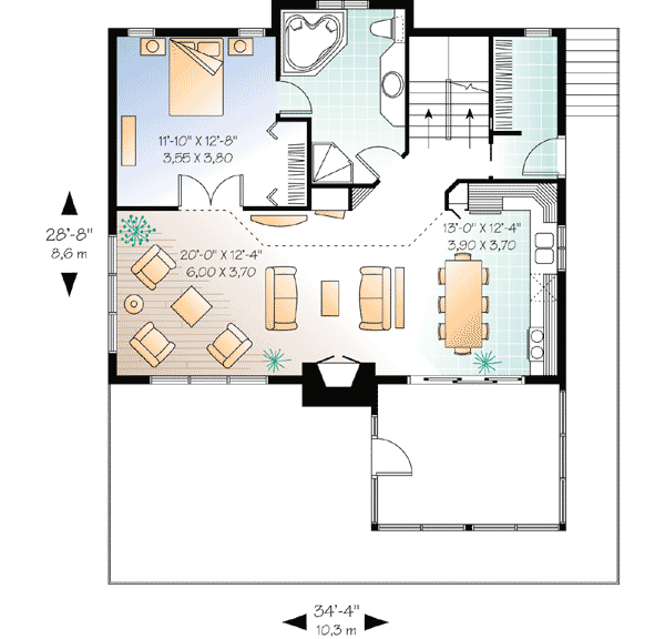 Plan 21178DR: Contemporary Vacation Home Design - Floor Plan - Main Level - Cabin, Contemporary, Cottage, Mountain, Rustic, Vacation
