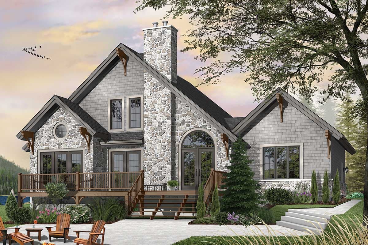 Plan 21179DR: Vacation Retreat with Two-Story Family Room - Image #8 - Cottage, Country, Mountain, Rustic, Vacation