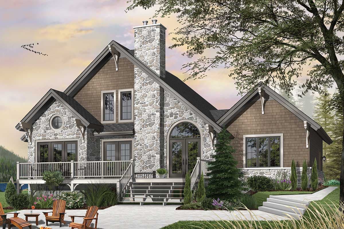 Plan 21179DR: Vacation Retreat with Two-Story Family Room - Image #9 - Cottage, Country, Mountain, Rustic, Vacation