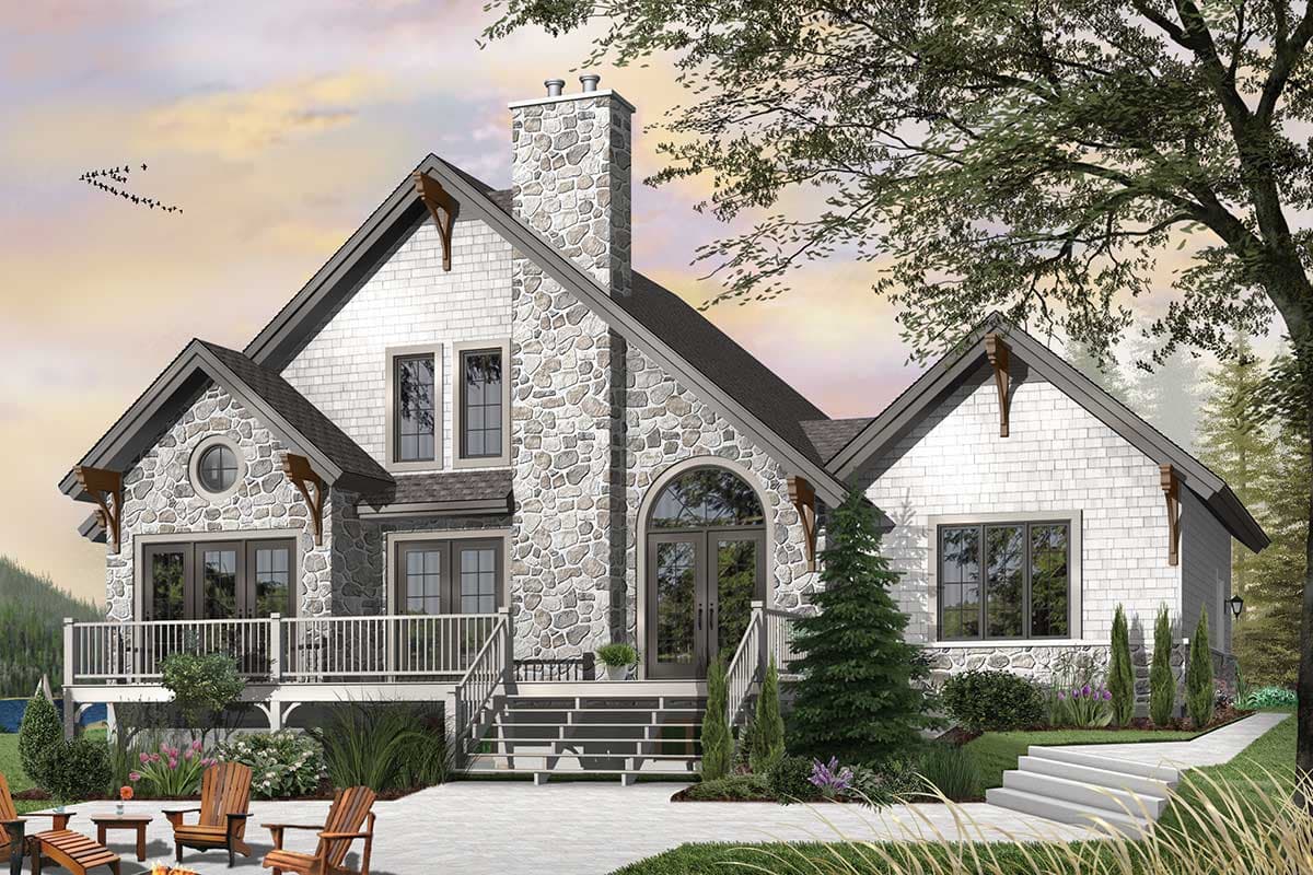 Plan 21179DR: Vacation Retreat with Two-Story Family Room - Image #7 - Cottage, Country, Mountain, Rustic, Vacation