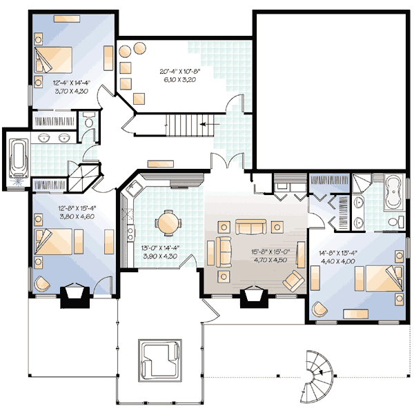 Plan 21180DR: Five Bedroom Mountain House Plan - Floor Plan - Lower Level - Mountain, Vacation