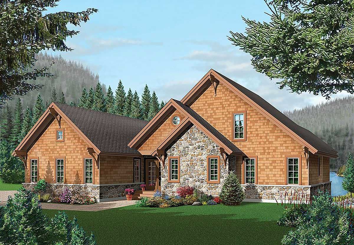 Plan 21181DR: Vacation Retreat For The Rear-Sloping Lot - Image #5 - Cabin, Craftsman, Mountain, Rustic, Vacation