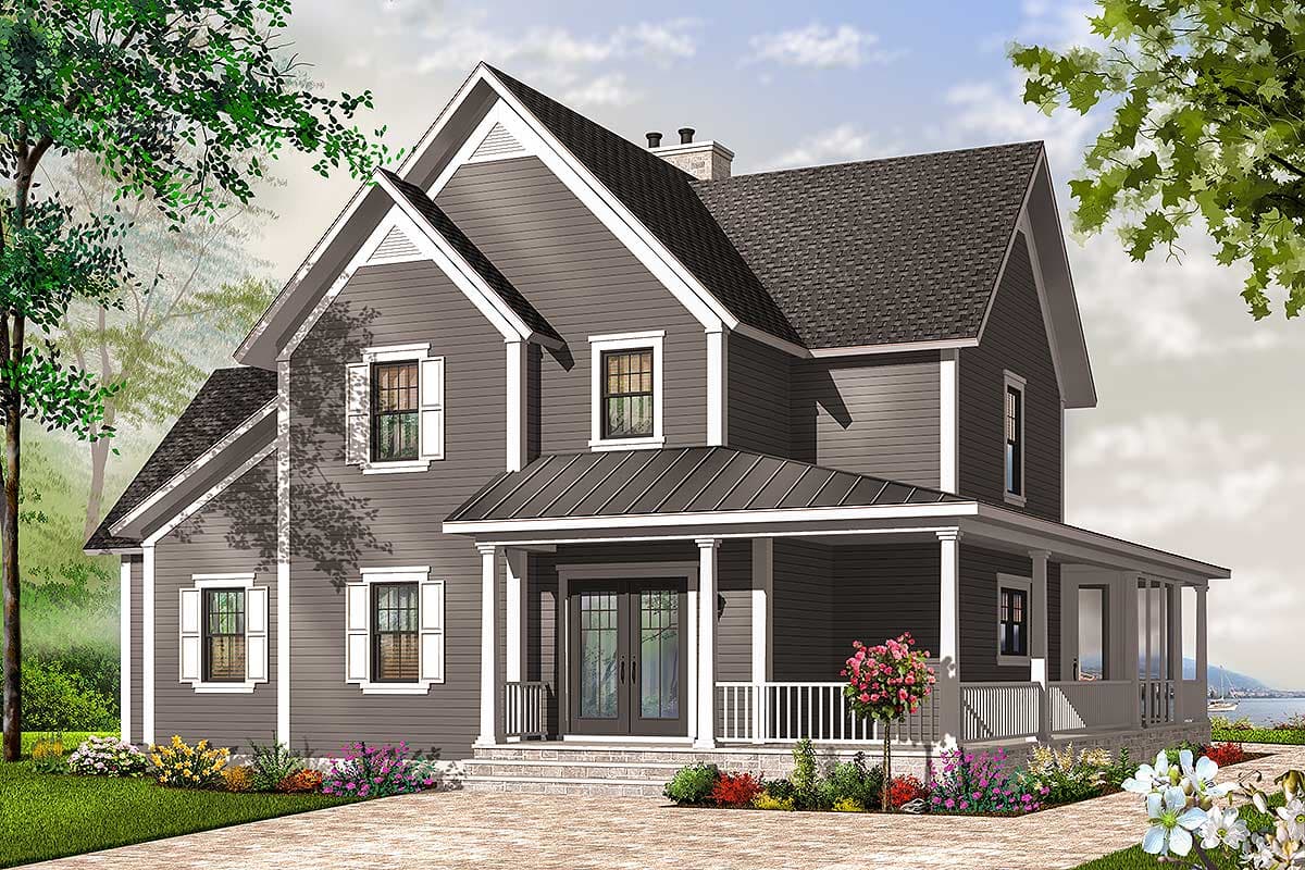 Plan 21182DR: Four Bed Country House Plan with Wrap Around Porch - 2841 ...