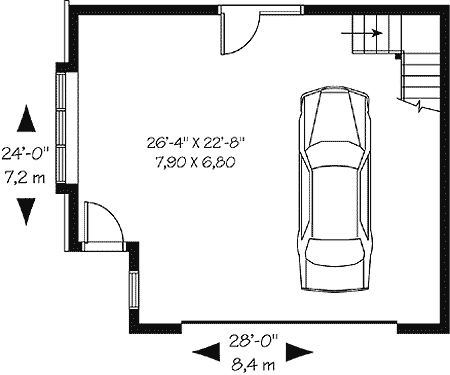 Plan 21200DR: Detached Garage with Storage Above - Floor Plan - Main Level