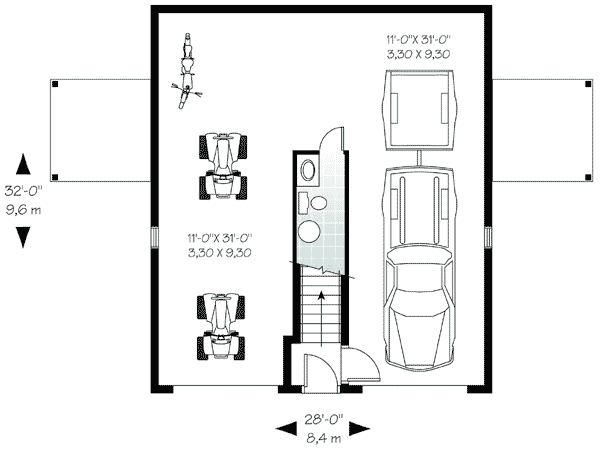 Plan 21204DR: Compact Carriage House Plan - Floor Plan - Main Level - Carriage