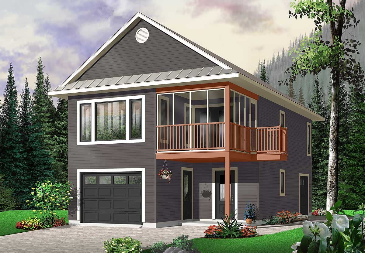 Plan 21205DR: Two Bedroom Carriage House Plan or ADU - Image #4 - Carriage, Contemporary
