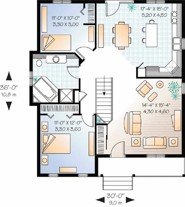 Plan 21214DR: Compact and Economical - Floor Plan - Main Level - Ranch, Traditional