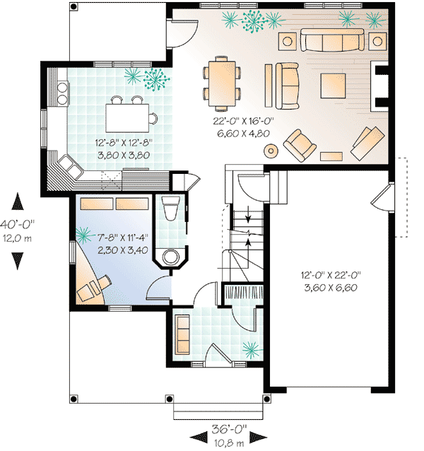Plan 21217DR: European-Style Farmhouse Plan Under 1900 Square Feet with 3 Bedrooms - Floor Plan - Main Level - European, Farmhouse