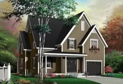 European-Style Farmhouse Plan Under 1900 Square Feet with 3 Bedrooms