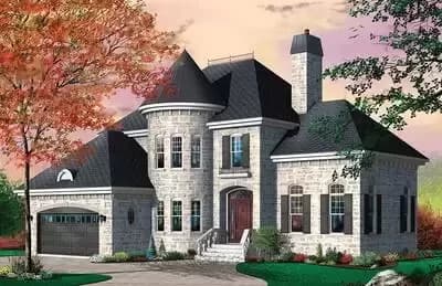 Distinctive 4-Bed House Plan with Turret and Options - 2310 Sq Ft