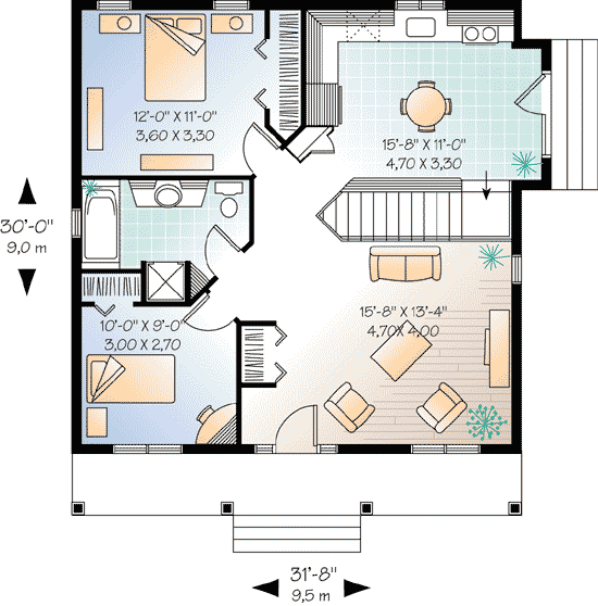 Plan 21255DR: 2 Bedroom Cottage House Plan - Floor Plan - Main Level - Cottage
