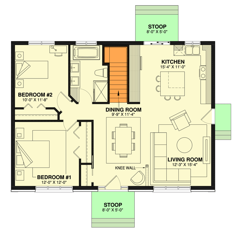 Plan 21271DR: Simple 2 Bedroom House Plan - Floor Plan - Main Level - Ranch, Traditional