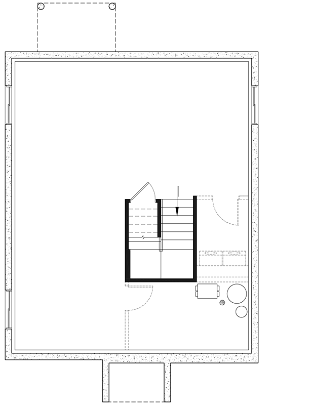 Plan 21278DR: One-Story 2-Bed 832 Square Foot Cottage Home Plan - Floor Plan - Lower Level - Cottage, Traditional