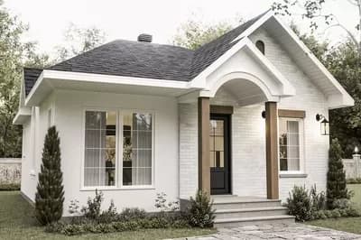 One-Story 2-Bed 832 Square Foot Cottage Home Plan