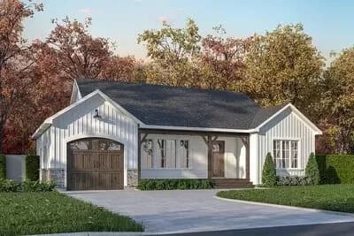 2-Bed Ranch Style Home Plan