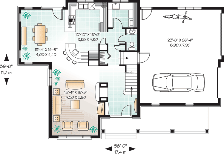 Plan 21344DR: 3 Bedroom House Plan with a Classic Gabled Facade - 2339 Sq Ft - Floor Plan - Main Level - Traditional