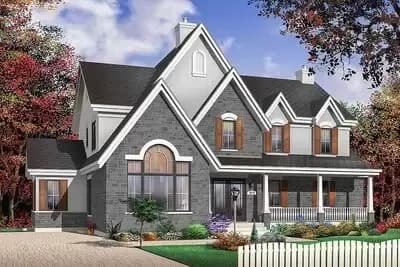 3 Bedroom House Plan with a Classic Gabled Facade - 2339 Sq Ft