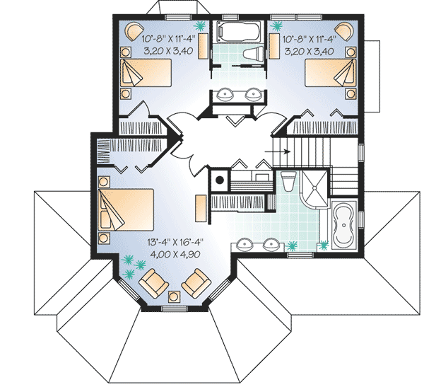 Plan 21374DR: Abundant Windows - Floor Plan - 2nd Floor - Country, Farmhouse