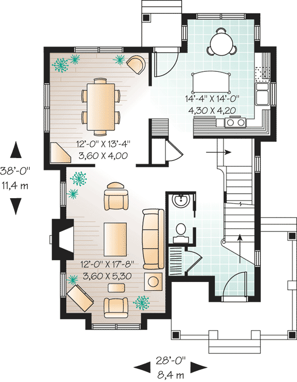 Plan 21376DR: L-Shaped Balcony - Floor Plan - Main Level - Country