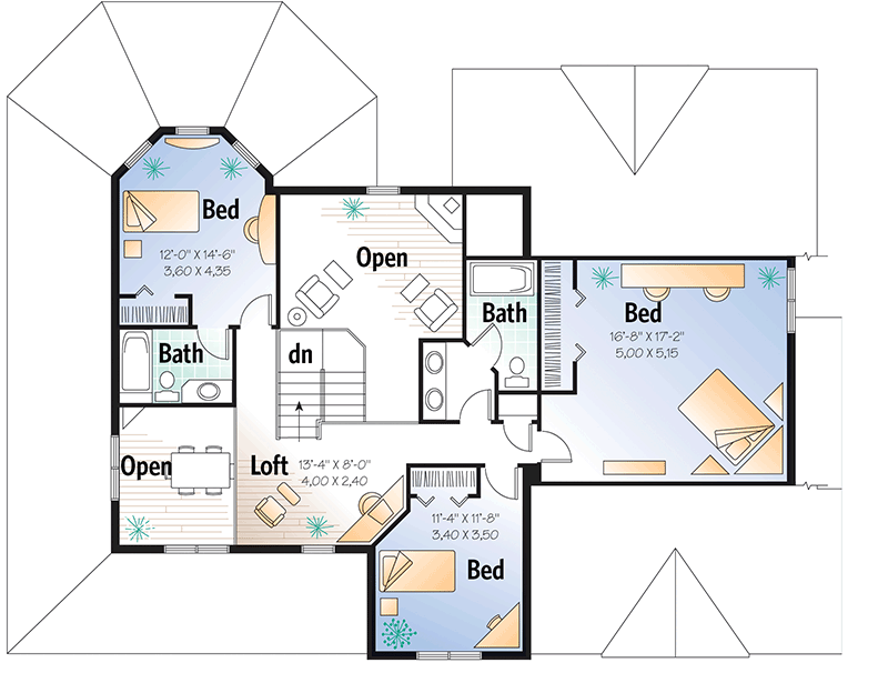 Plan 21404DR: Country Farmhouse with Flair - Floor Plan - 2nd Floor - Country, Farmhouse, Traditional