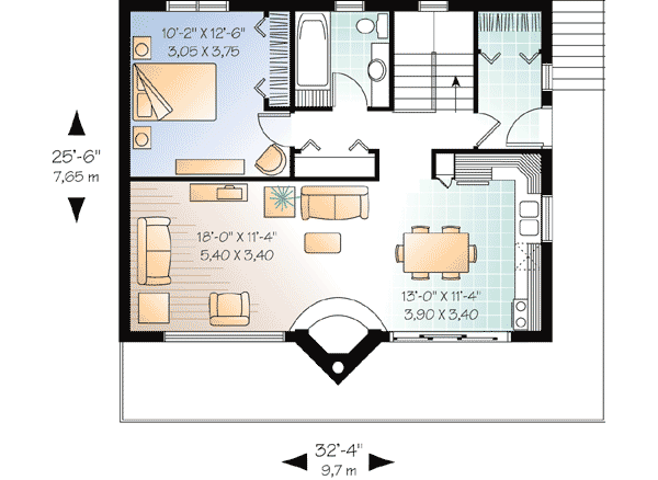Plan 2143DR: Chalet Offers Year-Round Comfort - Floor Plan - Main Level - Cabin, Contemporary, Mountain, Rustic, Vacation