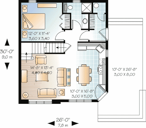Plan 2144DR: A Real Winner! - Floor Plan - Main Level - Cottage, Vacation