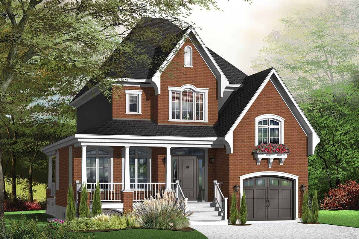 Plan 21452DR: Charming Covered Front Porch - Image #4 - Traditional
