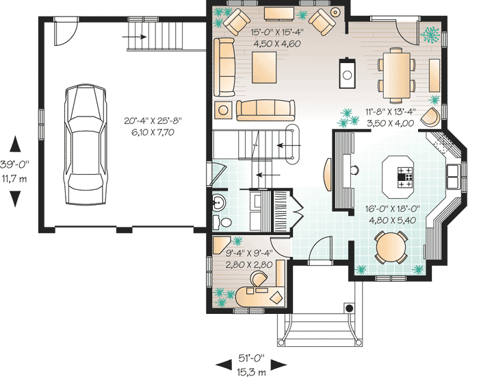 Plan 21457DR: Distinctive Design - Floor Plan - Main Level - Traditional