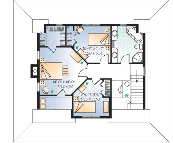 Plan 21461DR: 3-Bed Farmhouse Plan with Wraparound Porch - Floor Plan - 2nd Floor - Country, Farmhouse, Southern