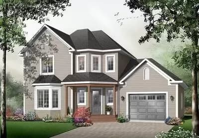 Traditional Home Plan with 3 Upstairs Beds and Laundry - 1656 Sq Ft