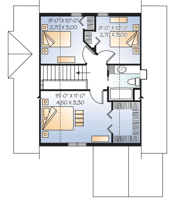 Plan 21478DR: Nature-Embracing Chalet - Floor Plan - 2nd Floor - Cabin, Cottage, Country, Vacation