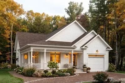Charming Two Bedroom Country Cottage House Plan with Wraparound Porch
