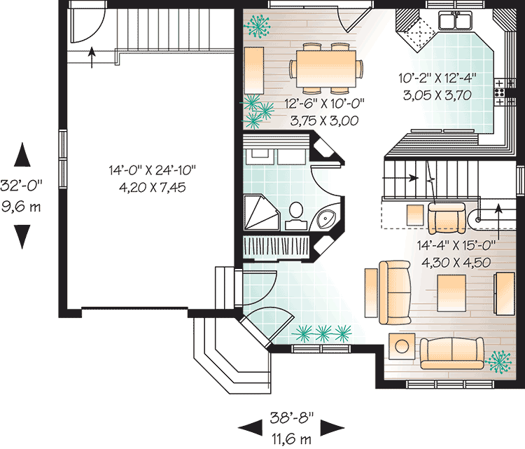 Plan 21485DR: Well-Organized Interior - Floor Plan - Main Level - Traditional