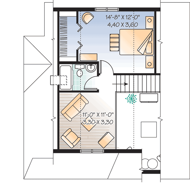 Plan 21492DR: Country Cottage with Wrap-Around Porch - Floor Plan - 2nd Floor - Cottage, Country, Traditional