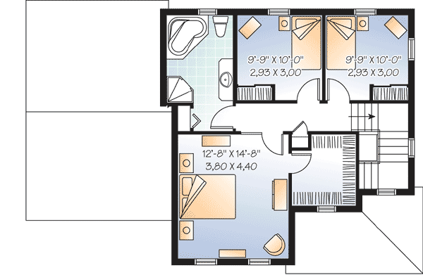 Plan 21495DR: Compact Two-Story House Plan Design with 2-Car Garage - 1485 Sq Ft - Floor Plan - 2nd Floor - Traditional