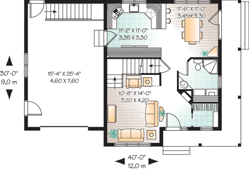 Plan 21506DR: Cozy Country Charmer - Floor Plan - Main Level - Country