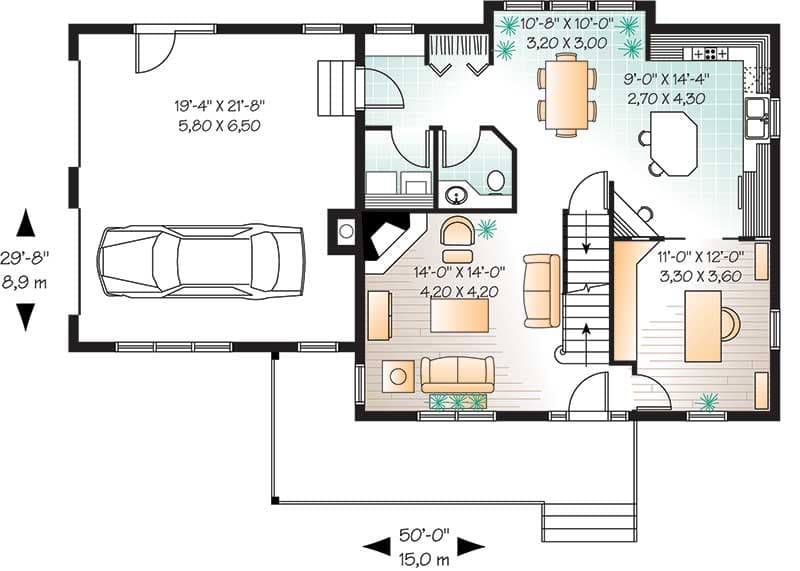 Plan 21507DR: Smart House Plan with Large Bonus Space - Floor Plan - Main Level - Country, Farmhouse