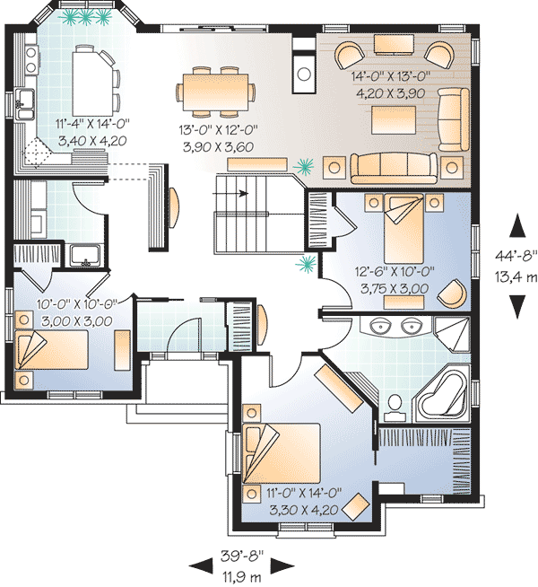Plan 21512DR: Charming Three Bedroom Ranch House Plan with Detached Garage - Floor Plan - Main Level - Farmhouse, Ranch, Traditional