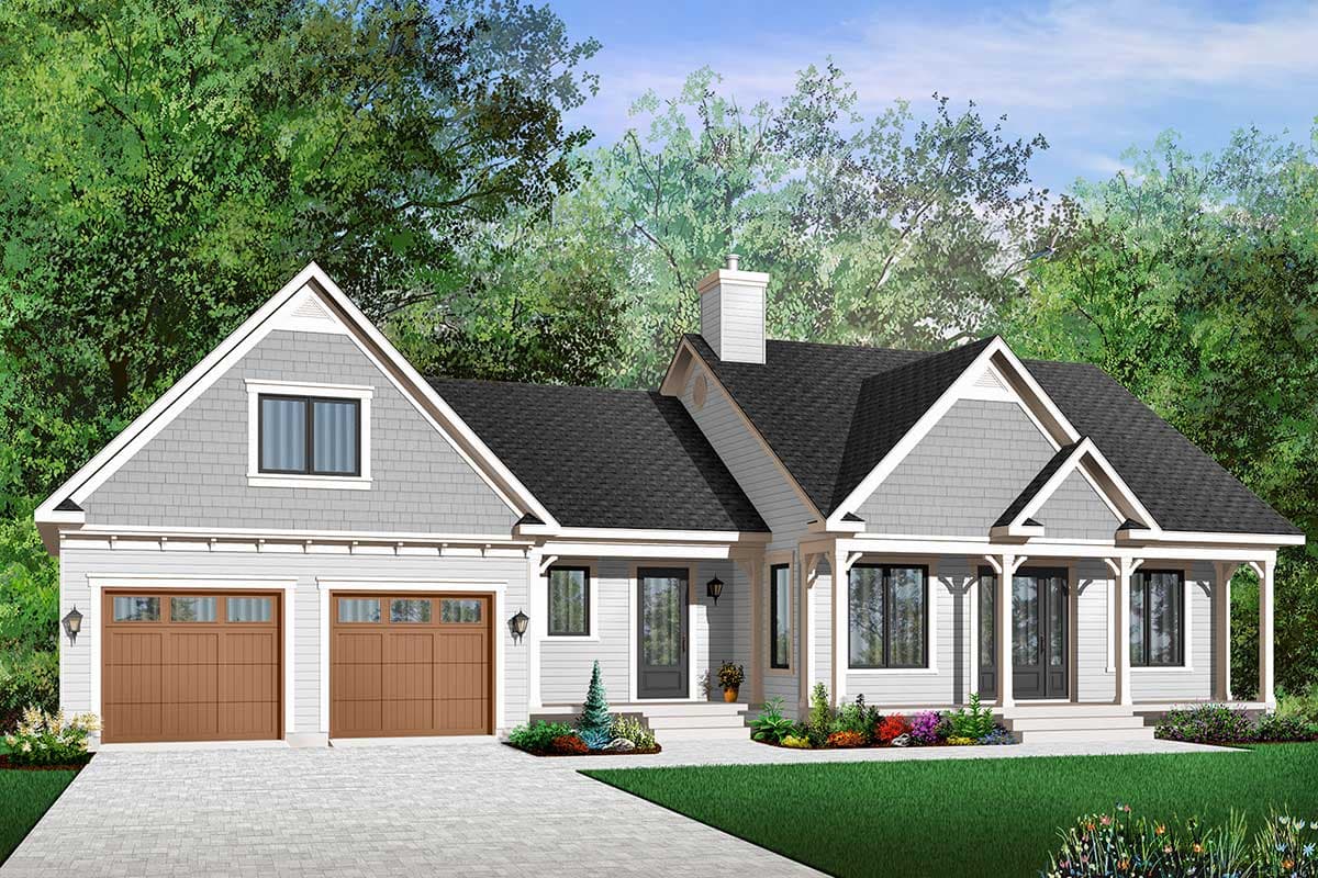 Plan 21520DR: Country Cottage Under 1100 Square Feet Offering Single-Level Living - Image #7 - Cottage, Country, Ranch