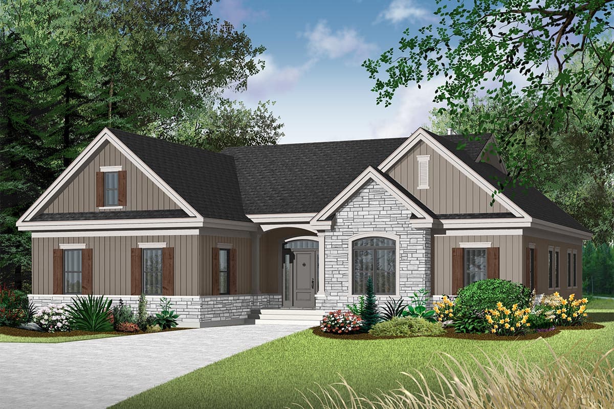 Plan 21525DR: Attractive Ranch with Sunny Nook - 1808 Sq Ft - Image #7 - Ranch, Traditional