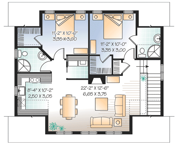 Plan 21550DR: Carriage House with Shed Dormer - Floor Plan - 2nd Floor - Carriage, Country, Craftsman