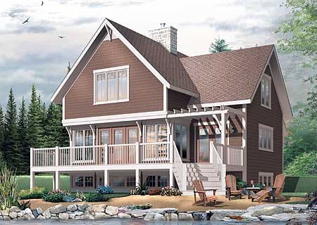 Plan 21551DR: Cottage with Open Concept Main Floor Plan and Three Beds Upstairs - Image #6 - Cottage, Vacation