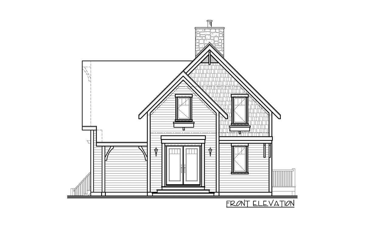 Plan 21551DR: Cottage with Open Concept Main Floor Plan and Three Beds Upstairs - Image #7 - Cottage, Vacation